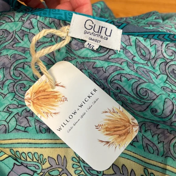 NWT Silk Boho Tiered Wrap Dress By Guru Sz Medium / Large - Picture 9 of 14